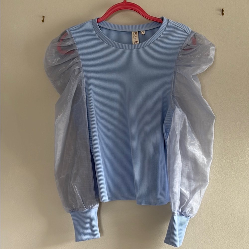 Dolan Blue and Silver Blouse with Elegant Design